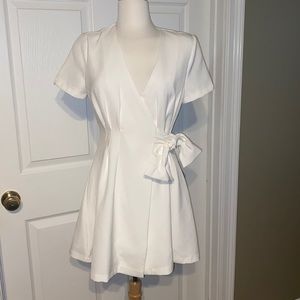 White Wrap Dress, Size L, Like New